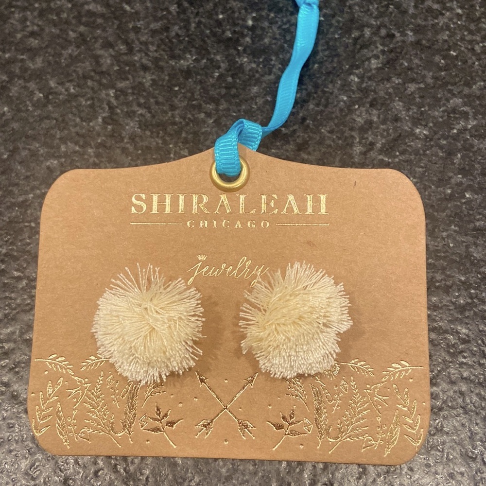 Shiraleah Ivory Damaris Pom earrings NWT anthro boho post